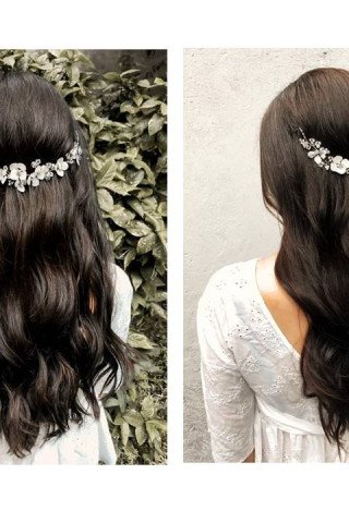 Tiara Keiko Floral Japonesa | Tocados de Novia Trihada | Cristales y Strass