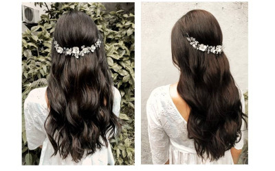 Tiara Keiko Floral Japonesa | Tocados de Novia Trihada | Cristales y Strass