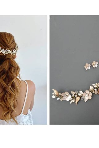 Tocado Carolina: Accesorio Floral Flexible para Novias y Eventos | 