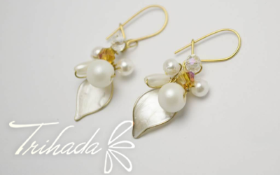 Aros Hojita Nácar y Perlas | Accesorios de Novia y Fiesta