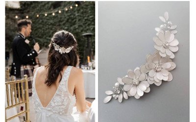 Tocado Emilia Margaritas: Accesorios de Novia y Eventos de Alta Gama | 