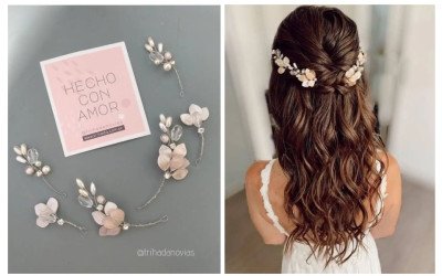Pins de Pelo para Novias y Eventos | Hojitas Nacaradas | 