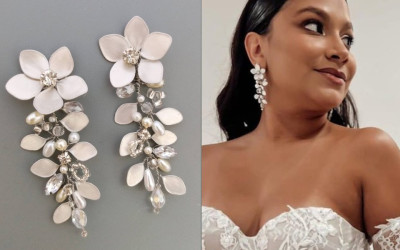 Aros largos de flor con ramita