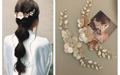 Tocado de Novia Catalina: Romántico y Versátil para Peinados de Boda | Trihada