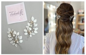 Pins para Novias POLI: Hojas y Perlas | Tocados 