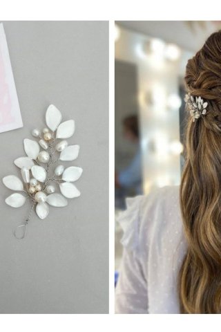 Pins para Novias POLI: Hojas y Perlas | Tocados 