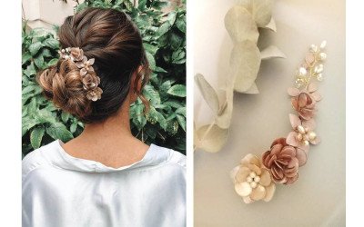 Tocado Stephie Lateral: Bouquet Romántico para Novias y Eventos | Trihada