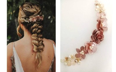 Tocado Stephie Trihada: Bouquet Romántico para Novias y Eventos | Diseño Artesanal