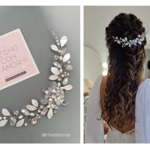 Tocado de Novia Lena: Perlas, Cristales y Strass para un Look Nupcial Radiante