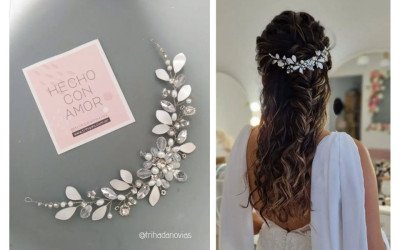 Tocado de Novia Lena: Perlas, Cristales y Strass para un Look Nupcial Radiante