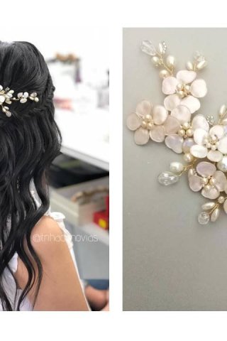 Tocado Keiko | Accesorio Floral Oriental de Alta Costura para Novias | 