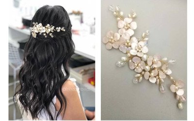 Tocado Keiko | Accesorio Floral Oriental de Alta Costura para Novias | Trihada