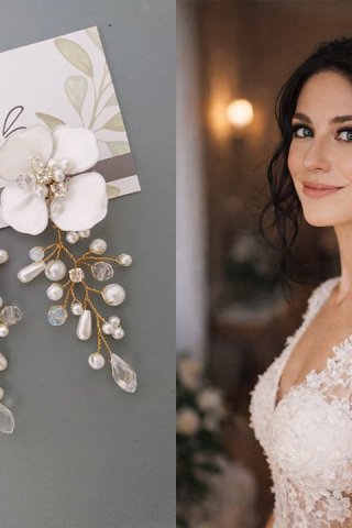 Aros Ingrid de Flor con Caída para Novias