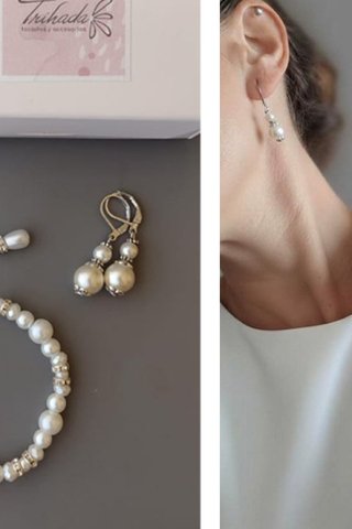 Conjunto de Perlas Elegante: Pulsera y Aros para Novias y Eventos | 