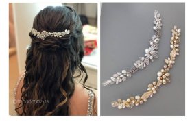 Tocado Sabrina para Novias y Eventos: Hojas Metálicas o Porcelana | 