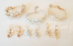Conjunto Aros y Pulsera de Nácar | Accesorios de Novia y Fiesta 